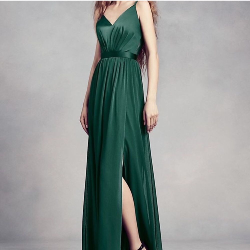White by Vera Wang bridesmaid dress Forest Green